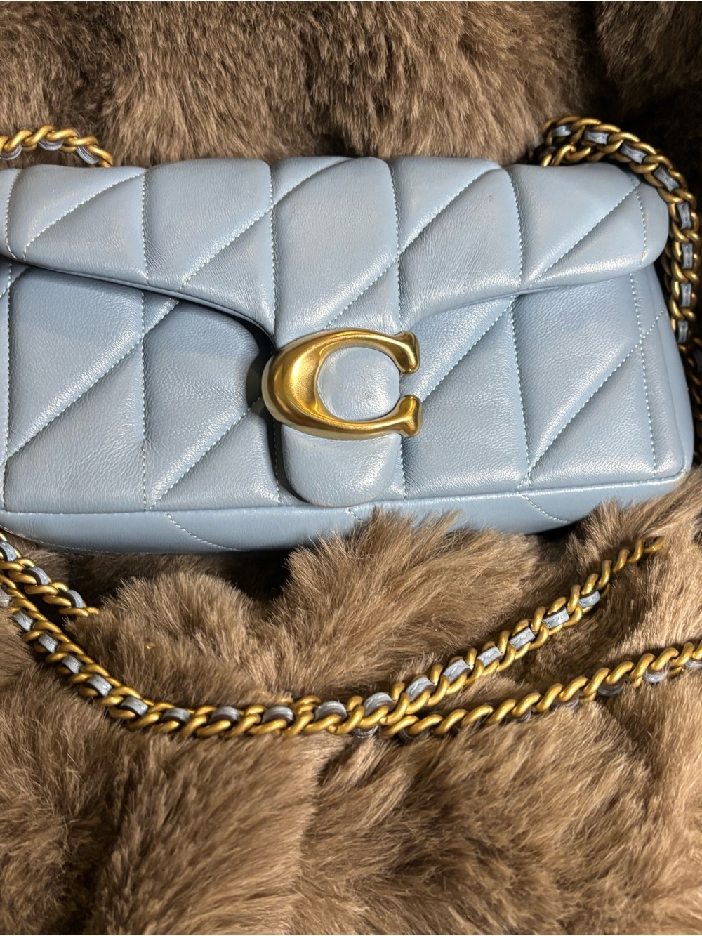 Coach Quilted Leather Crossbody in Pale Blue with Gold Hardware - Picture 12 of 12